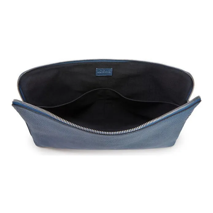 LOEWE Goya Grained Calfskin Clutch Men's Indigo-2