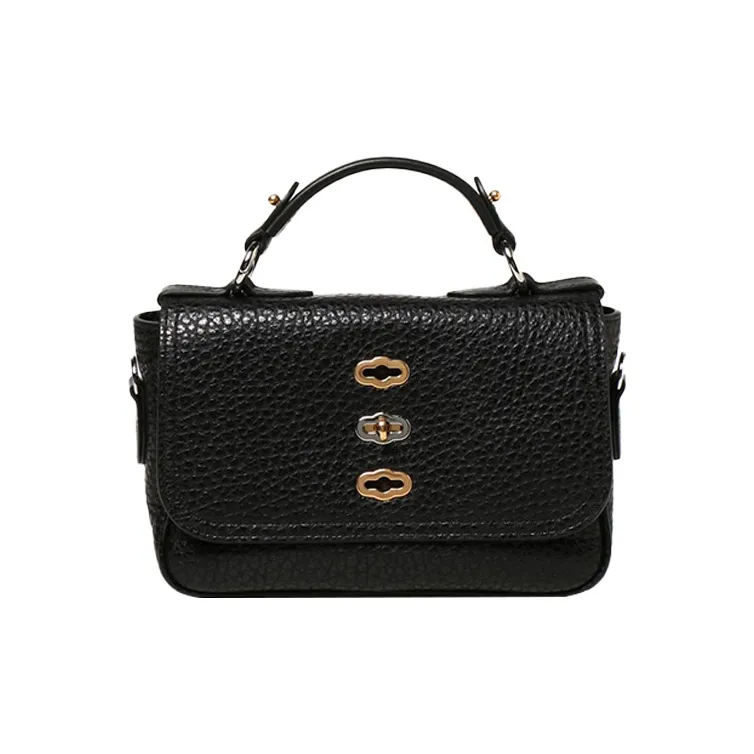 Mulberry Cow Leather One Shoulder Handbag Women's Black-0