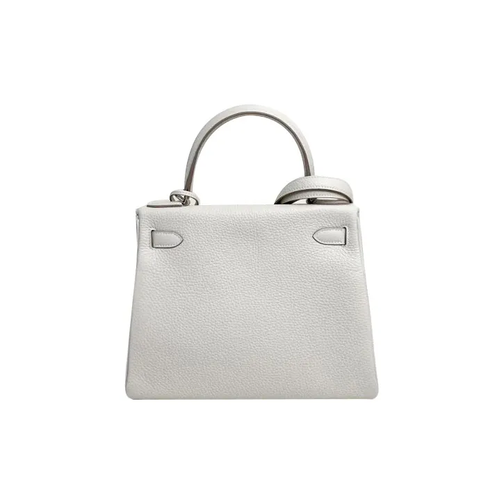 HERMES Kelly Taurillon Clemence Leather Handbag Women's Milkshake White-1