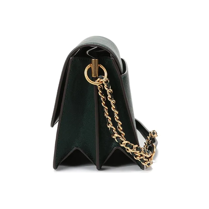 TORY BURCH Robinson Leather Portable Crossbody Bag Shoulder Bag Women's Dark Green-2
