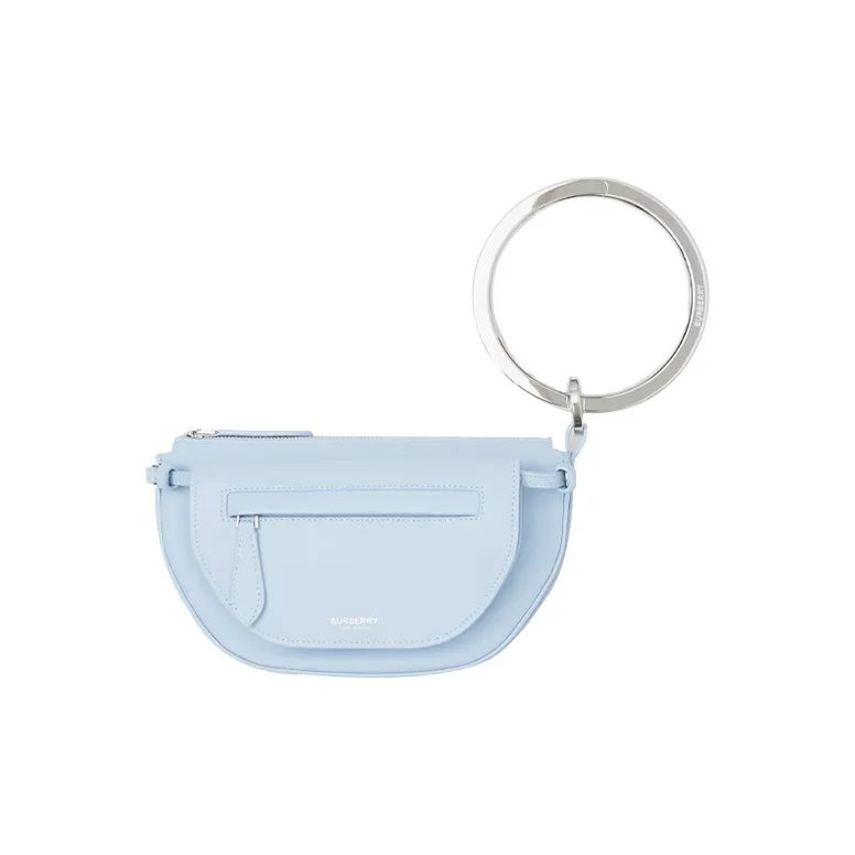 Burberry Calfskin Mia Bag Half Moon Bag Portable Handheld Shoulder Bag Mini Women's Light Blue-3