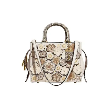 COACH Rogue Snake Leather Shoulder Bag, Crossbody Bag, Handbag Medium Size Women's White