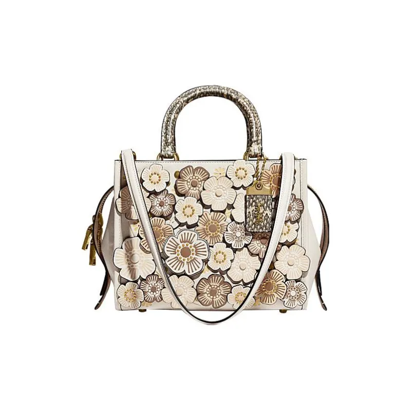 COACH Rogue Snake Leather Shoulder Bag, Crossbody Bag, Handbag Medium Size Women's White-0