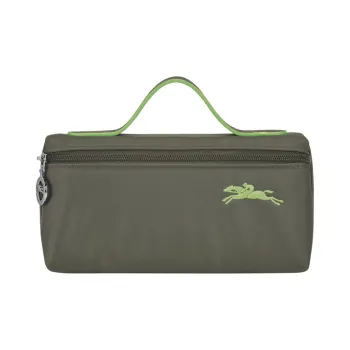 LONGCHAMP Le Pliage Canvas Makeup Bags Handbags Women's Green With Dark Gray