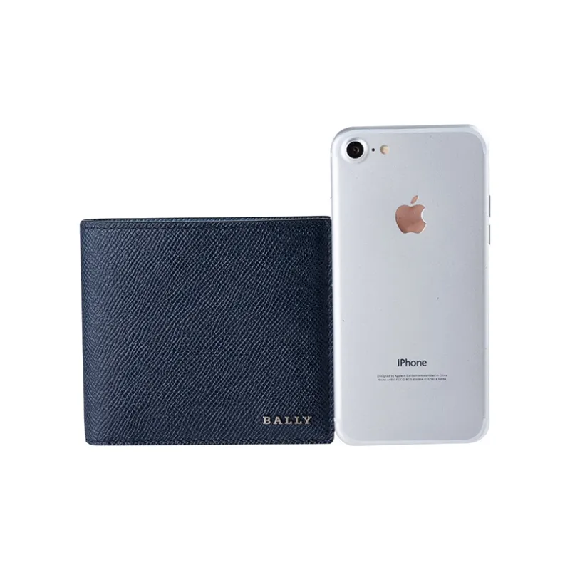 BALLY Cow Leather Wallet Card Holder Wallet Trumpets Men's Marine Blue-3