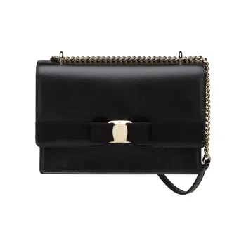 FERRAGAMO Vara Cow Leather Bowknot Bag Shoulder Bag Women's Black