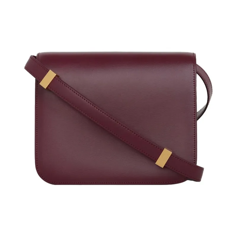CELINE Classic Bo Polished Cow Leather Block Bag Handbag Crossbody Bag Shoulder Bag Women's Candy Color Burgundy-1