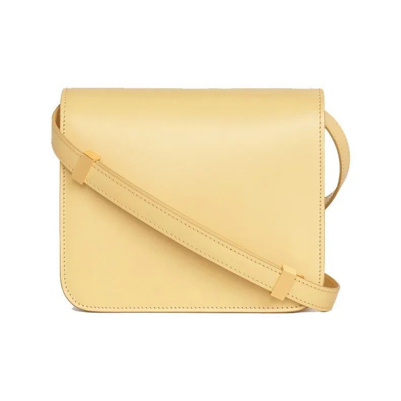 CELINE Polished Cow Leather Portable Crossbody Bag Shoulder Bag Women's Candy Color Light Yellow-2