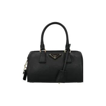 PRADA Re-Edition Leather Handbag Unisex Black