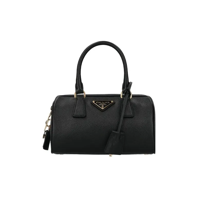 PRADA Re-Edition Leather Handbag Unisex Black-0