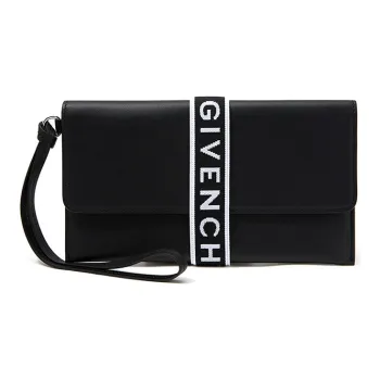 GIVENCHY Leather Envelope Bag Clutches Unisex Black