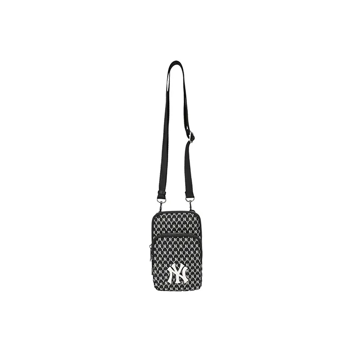 MLB Nylon Fabric Cell Phone Pouch, Shoulder Bag, Crossbody Bag Mini Unisex Black-6