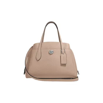 COACH Lora Canvas With Leather Shoulder Bag, Crossbody Bag, Handbag Large Size Women's Khaki