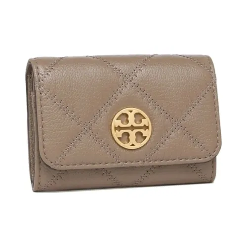 TORY BURCH Leather Small Wallet, Card Holder Women's Shell Umber