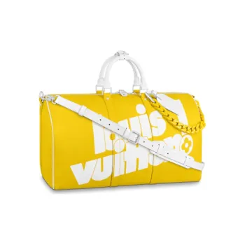 LOUIS VUITTON Keepall Bandouliere With Acetate Chain 55 Monogram Yellow