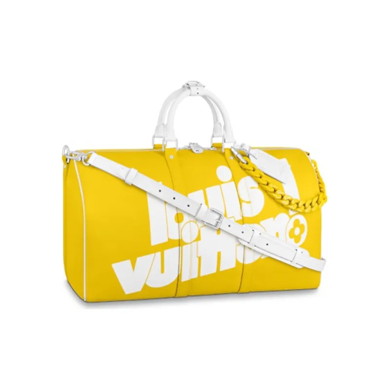 LOUIS VUITTON Keepall Bandouliere With Acetate Chain 55 Monogram Yellow-0