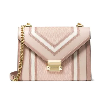 MICHAEL KORS MK Whitney Cow Leather Envelope Bag, Shoulder Bag, Crossbody Bag Large Size Women's Pink White