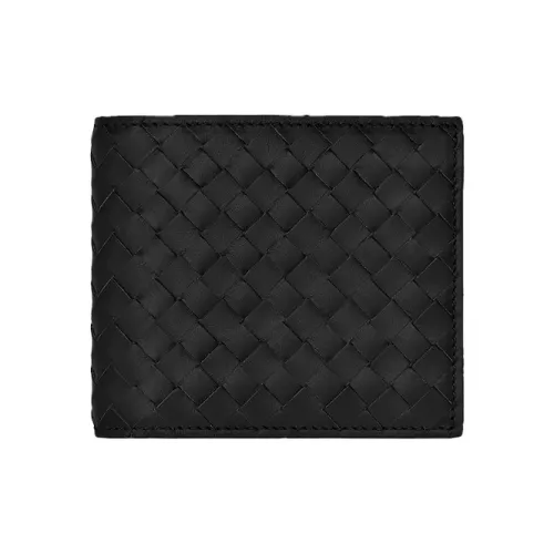 Bottega Veneta Nero Intrecciato Bi-fold Wallet Shortsize Black