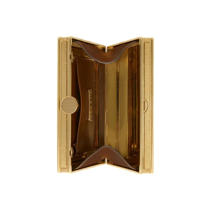 GUCCI Leather Banquet Box Hard Case Clutch Women's Metal-3