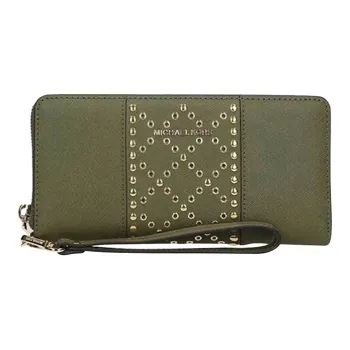 MICHAEL KORS Jet Set Travel Cow Leather Clutch Women's Olive Green