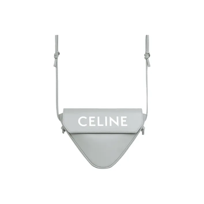 CELINE Smooth Cow Leather Triangle Bag Shoulder Bag Crossbody Bag Men's Light Gray-3