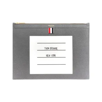 THOM BROWNE· Calfskin Document Folder Clutch Medium Size Women's Dark Gray