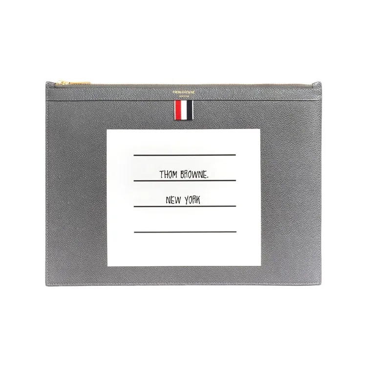 THOM BROWNE· Calfskin Document Folder Clutch Medium Size Women's Dark Gray-0