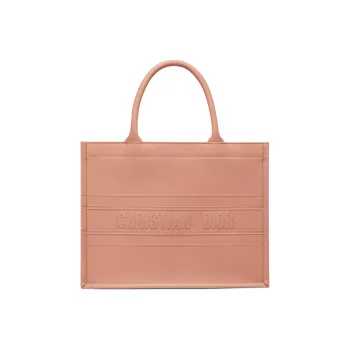 DIOR BookTote Cow Leather Handbag Women's Rose Pink