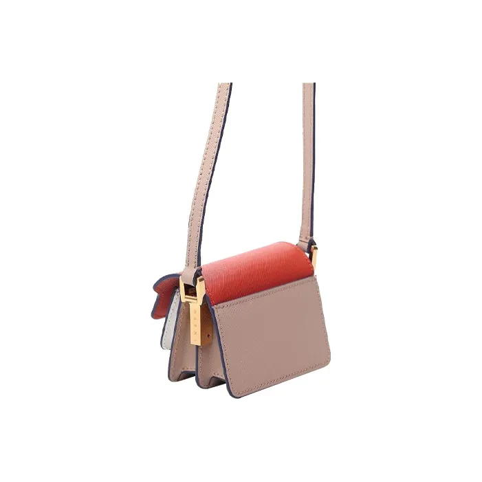 MARNI Calfskin Crossbody Bag, Shoulder Bag Mini Women's Orange & White & Coffee-2