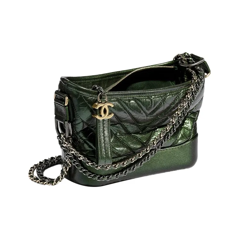 CHANEL Gabrielle Calfskin Shoulder Bag, Crossbody Bag Trumpets Women's Green-2
