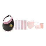 Sun Protection Clothing Set (Pink/Black Hat+Pink Leather Pink Cooling Arm Sleeves+Pink Ice Silk Mask)