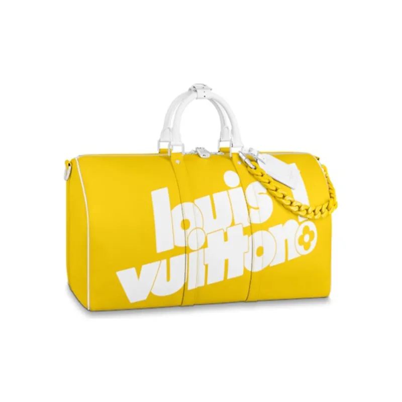 LOUIS VUITTON Keepall Bandouliere With Acetate Chain 55 Monogram Yellow-1