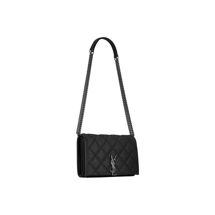 SAINT LAURENT Lambskin Wallet Crossbody Bag Shoulder Bag Women's Black-2