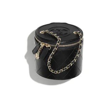 CHANEL Lambskin Cylinder Bag, Shoulder Bag Women's Black