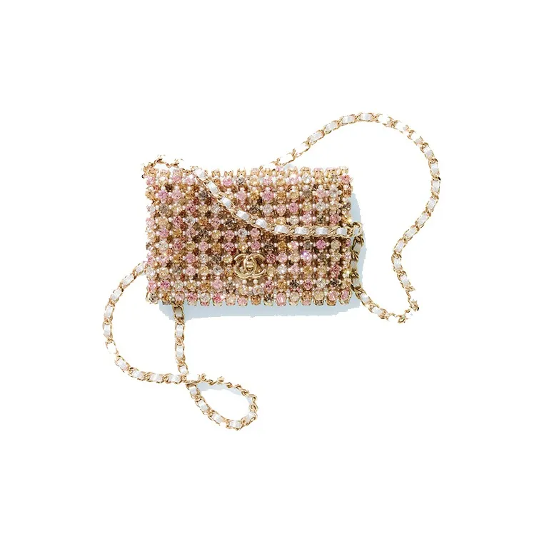 CHANEL Rhinestone Evening Bag, Shoulder Bag, Crossbody Bag Trumpets Women's Gold-0