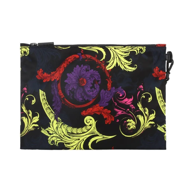 VERSACE Nylon Fabric Shoulder Bag Clutch Large Size Women's-1