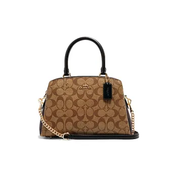 COACH Lillie Coated Canvas With Leather Shoulder Bag Crossbody Bag Handbag Medium Size Women's Khaki Monogram