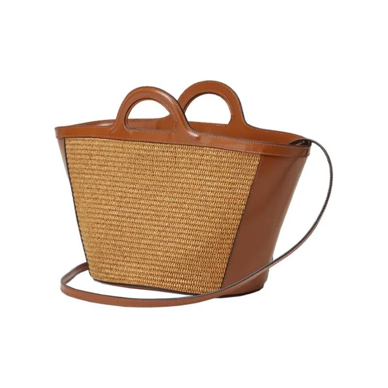 MARNI Cow Leather Woven Bag Handbag Shoulder Bag Crossbody Bag Small Size Women's Brown-2