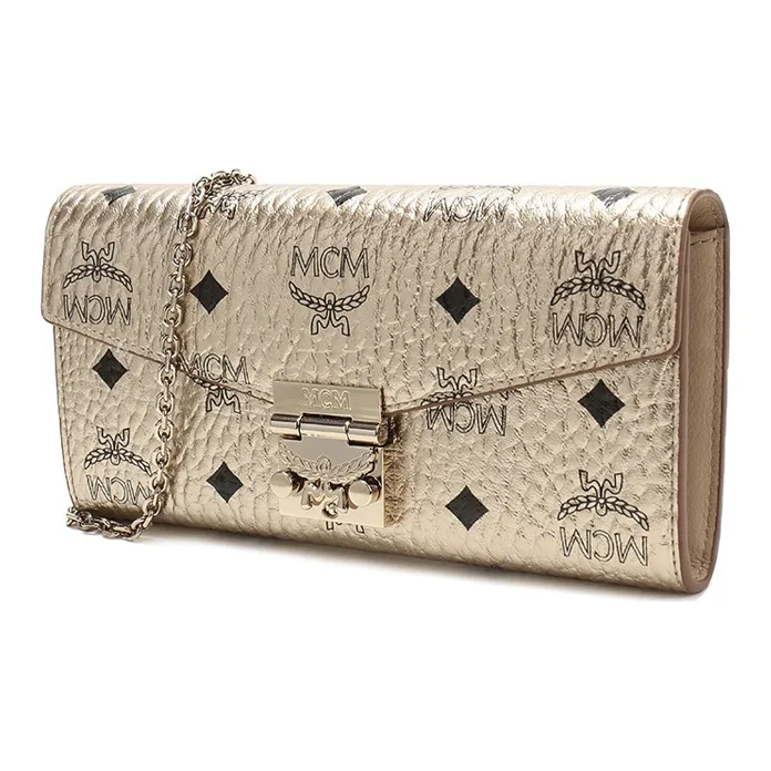 MCM Patricia Visetos Coated Canvas Chain Bag, Shoulder Bag, Crossbody Bag Tubas Women's Berlin Gold-2