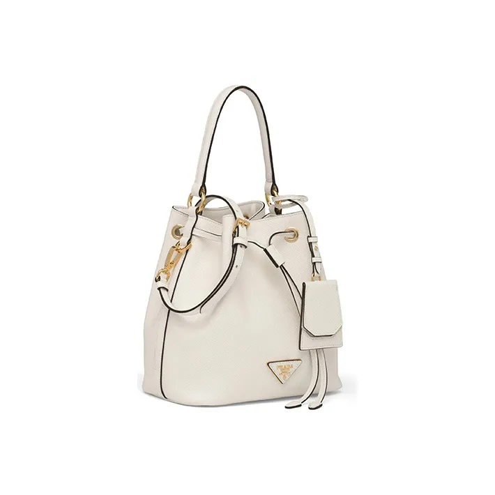 PRADA Saffiano Leather Bucket Bag Handbag Shoulder Bag Crossbody Bag Women's White-1