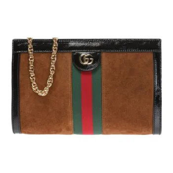 GUCCI Ophidia Suede Shoulder Bag Crossbody Bag Small Size Women's Brown/Black