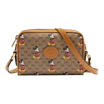 GUCCI Disney, Collaboration Limited Edition Canvas With Leather Camera Bag, Crossbody Bag, Shoulder Bag Women's