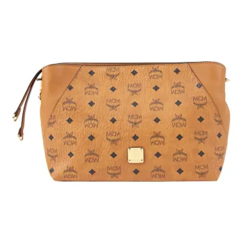 MCM KlaraVisetos Leather Portable Crossbody Bag Shoulder Bag Women's Brown Patchwork Cognac