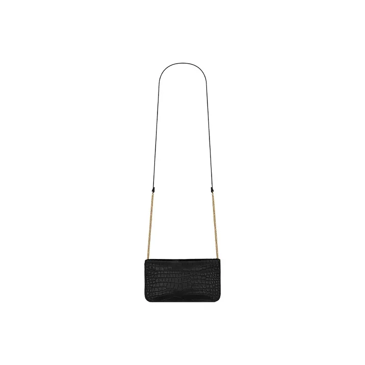 SAINT LAURENT CASSANDRE Calfskin Crossbody Bag With Cell Phone Pouch Women's Black-4