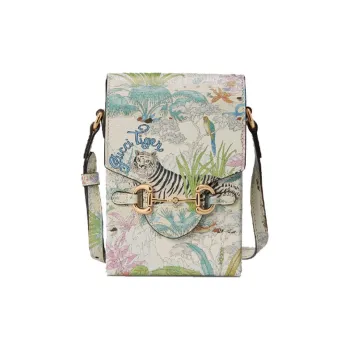 GUCCI Horsebit 1955 Leather Cell Phone Pouch Cigarette Case Bag Shoulder Bag Crossbody Bag Mini Unisex White/Multicolor