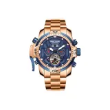 RGA3532-Rose Case Blue Dial Red Hands Steel Band