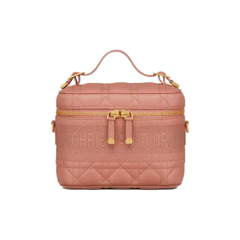DIOR Sheepskin Toiletry Bag Handbag Shoulder Bag Crossbody Bag Clutch Small Size Women's Deep Nude