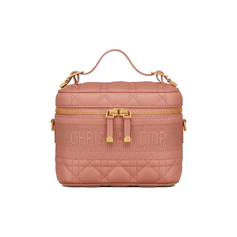 DIOR Sheepskin Toiletry Bag Handbag Shoulder Bag Crossbody Bag Clutch Small Size Women's Deep Nude-0