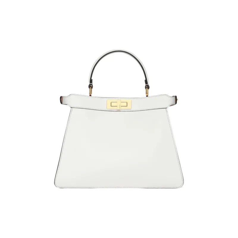 FENDI Peekaboo ISeeU Suede Trunk Bag Shoulder Bag Crossbody Bag Handbag Medium Size Women's White-1