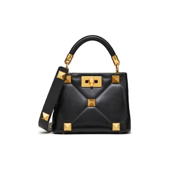 Valentino ROMAN STUD Sheepskin Handbag Shoulder Bag Crossbody Bag Mini Women's Black